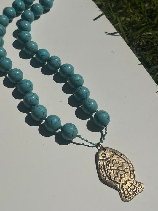 Turquoise fish necklace